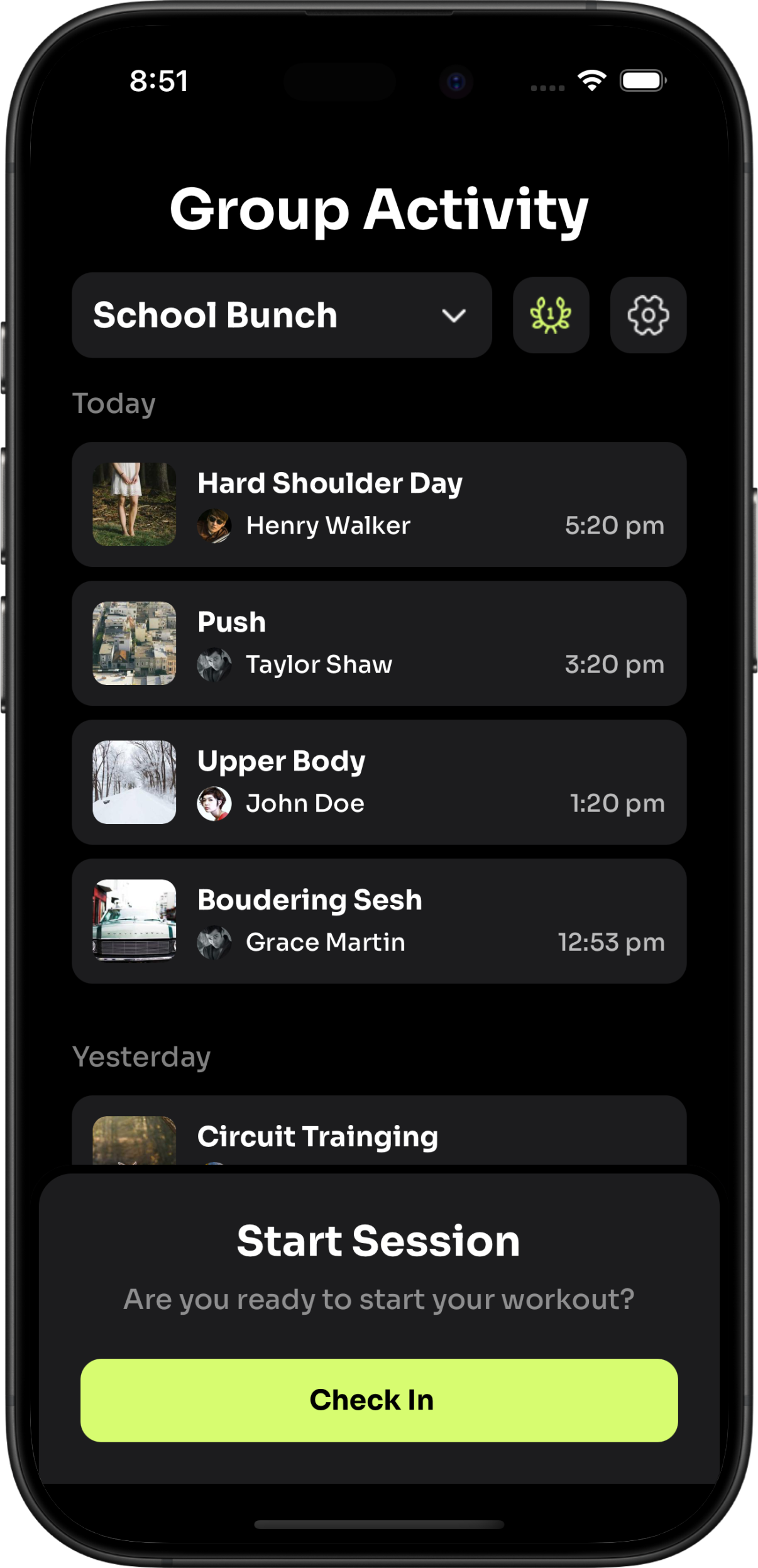 Group Activity Screen