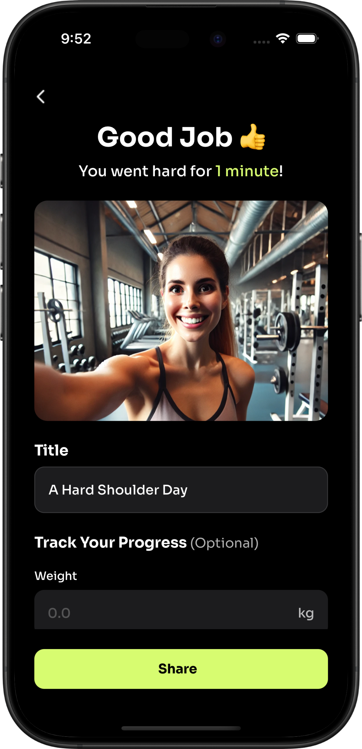 Share Workout Screen